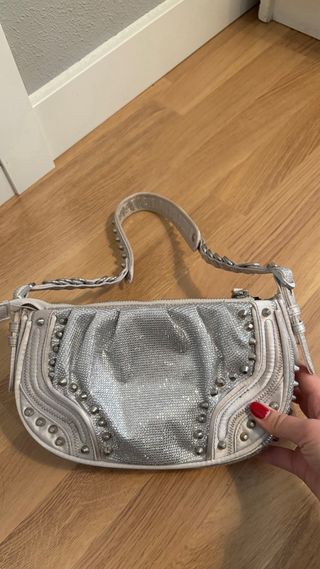 Bolso Zara brillante plata