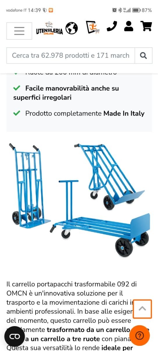 Carrello usato solo per poche ore