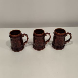 3 tazas de cerámica vintage - marrón