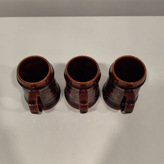 3 tazas de cerámica vintage - marrón