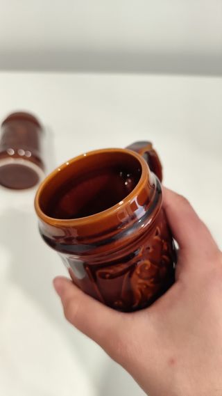 3 tazas de cerámica vintage - marrón