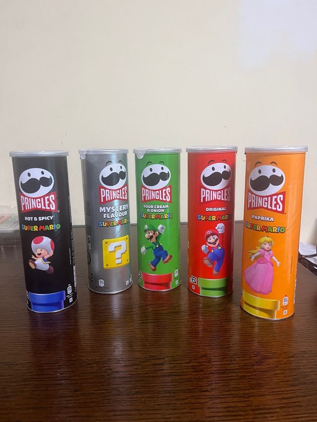 5 latas Pringles Super Mario Nintendo 
