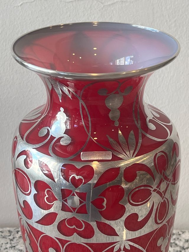 Jarrón Bohemia rojo plata