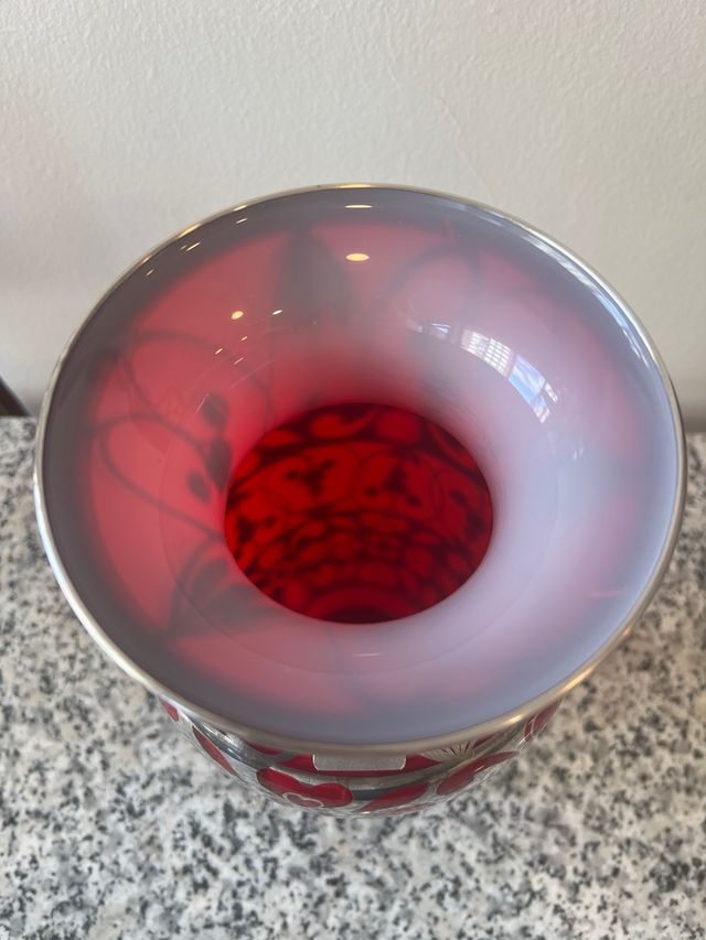 Jarrón Bohemia rojo plata