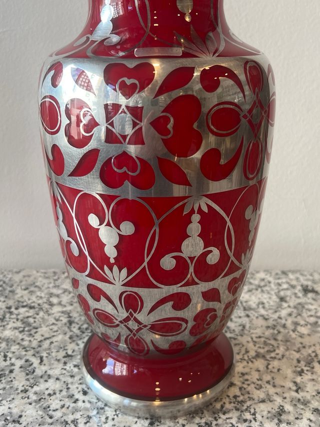 Jarrón Bohemia rojo plata