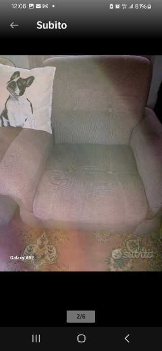 2 poltrone stoffa marrone  + divanoletto 