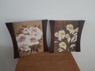 2 Cuadros Flores Vintage