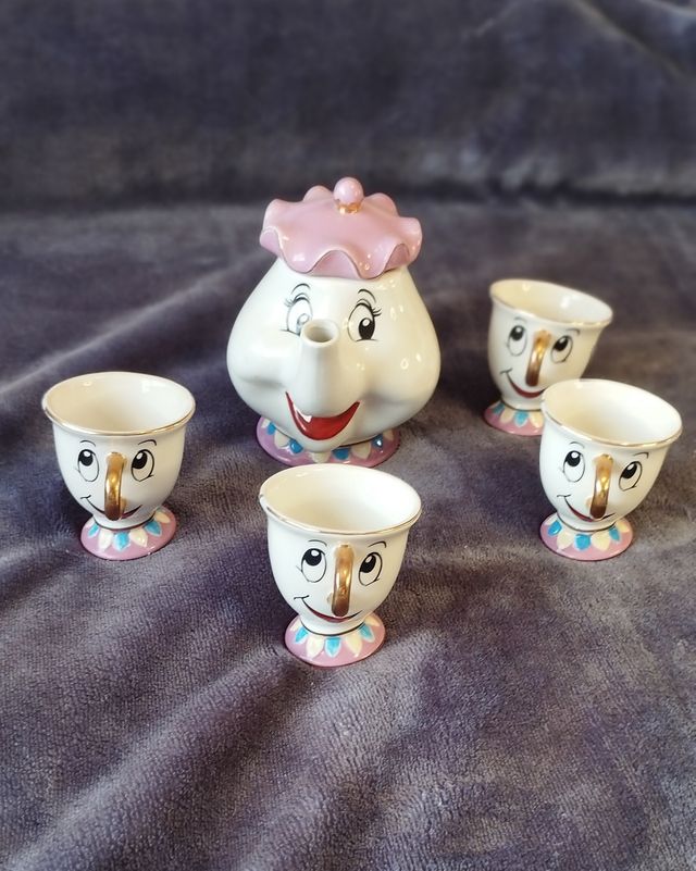 Tetera y tazas La Bella y la bestia, oficial NUEVO