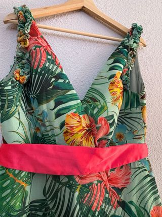 Vestido fiesta floral verde