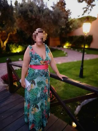 Vestido fiesta floral verde