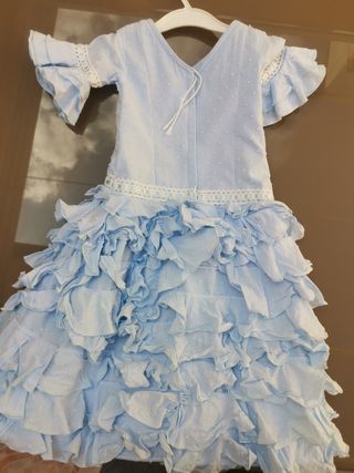 Traje flamenca celeste