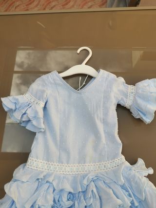 Traje flamenca celeste