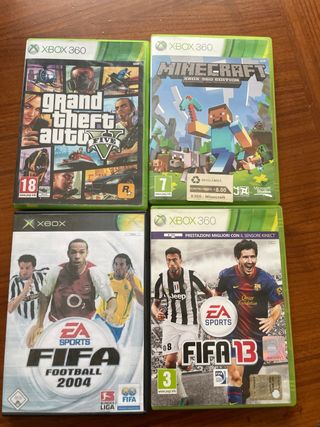 4 juegos Xbox 360: GTA V, FIFA, Minecraft