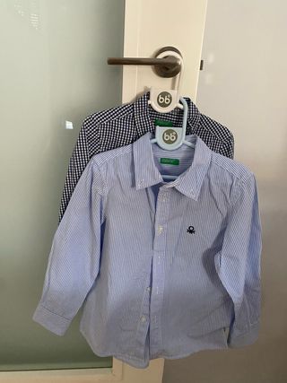 2 Camisas Benetton niño - azul y blanco