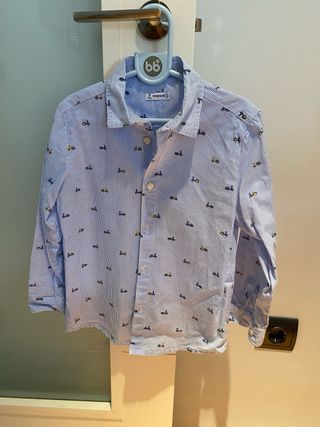 Camisa niño Mayoral azul rayas, talla 5 años