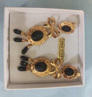 Pendientes oro 18k - Corales negros
