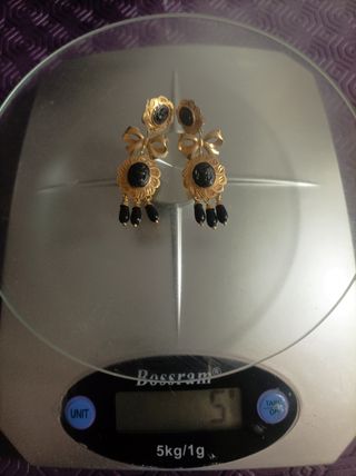 Pendientes oro 18k - Corales negros