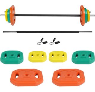 Barra Pesas 20kg + Discos Colores