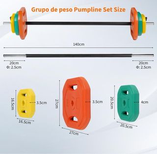 Barra Pesas 20kg + Discos Colores