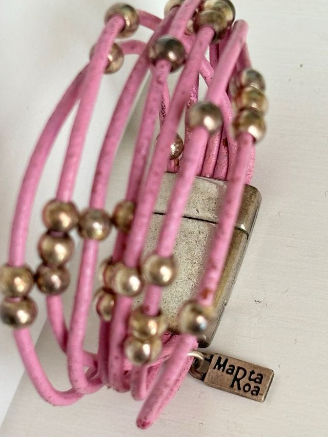 Pulsera de diseño rosa y plateada Marta Roa 18cm