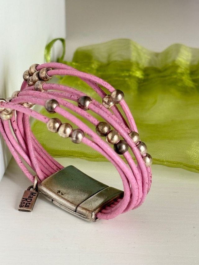 Pulsera de diseño rosa y plateada Marta Roa 18cm