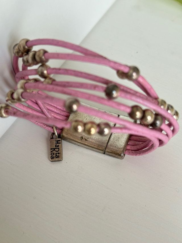 Pulsera de diseño rosa y plateada Marta Roa 18cm
