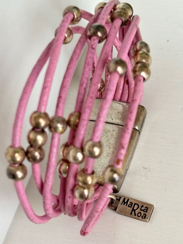Pulsera de diseño rosa y plateada Marta Roa 18cm