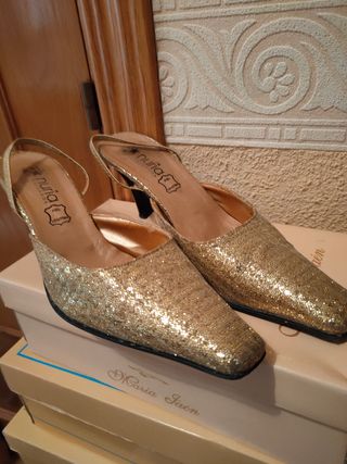 Zapatos dorados María-jaen  Fiesta
