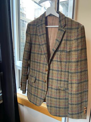 Americana Curzon cuadros marrón-verde Vintage