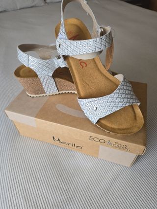 Sandalias plateadas mujer Marila eco piel