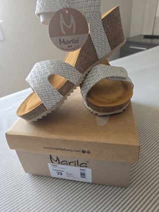 Sandalias plateadas mujer Marila eco piel