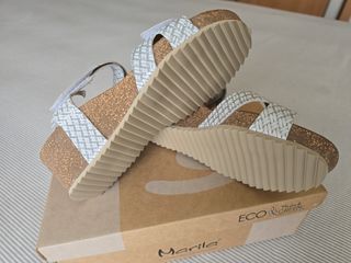 Sandalias plateadas mujer Marila eco piel