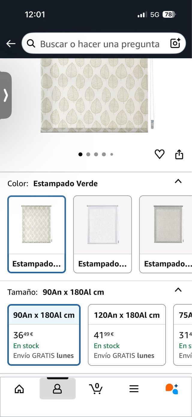 Estor enrrollable cortina a estrenar nueva 90x180