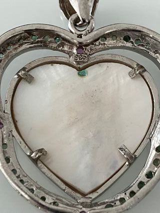 Colgante Plata 925m Nácar Esmeraldas Y Rubíes