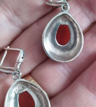 Plata pendientes y anillo