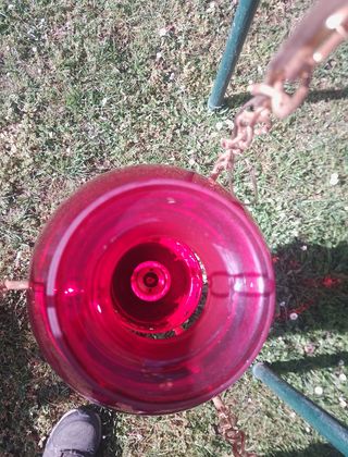 2 Lamparas Vintage rojo cereza de opalina .