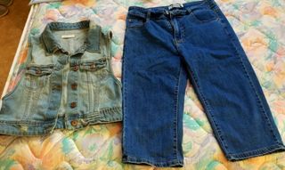 Chaleco y pantalón vaquero pirata mujer