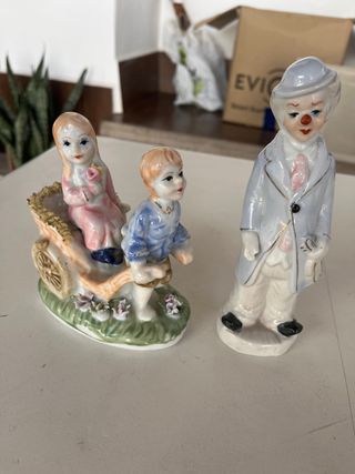 Figuras porcelana: payaso y pareja