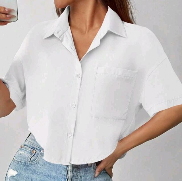 Blusa blanca manga corta - Talla M
