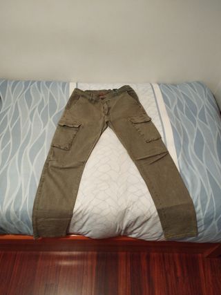 Pantalón Cargo Slim Fit - Verde Oliva