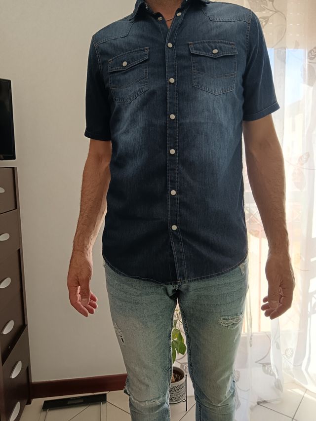 Camicia jeans estiva blu 