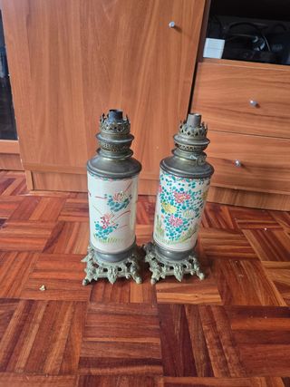 Lamparas loza laton vintage
