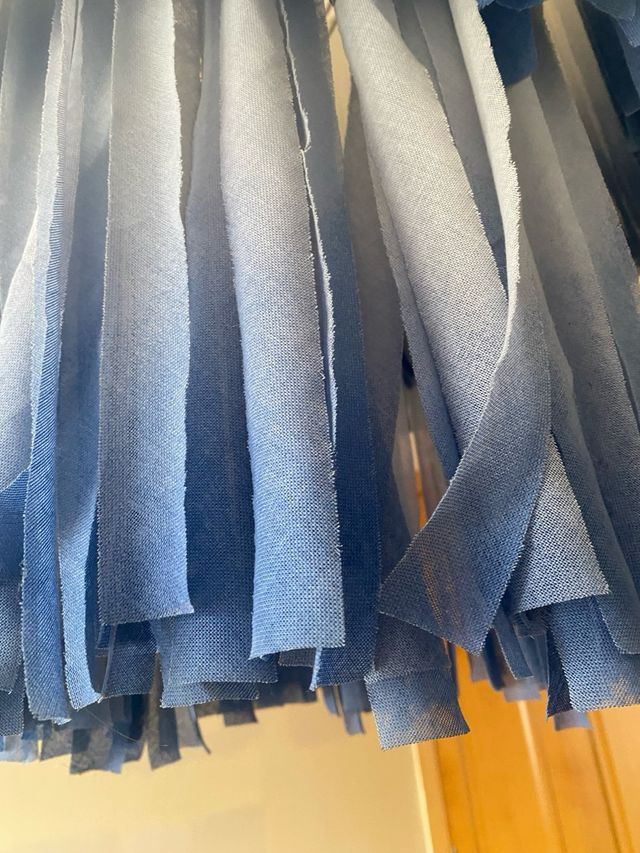 Lampara colgante IKEA azul y blanca