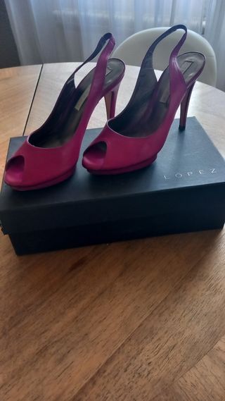 Zapatos pura lopez, tacon, plataforma, rosas.