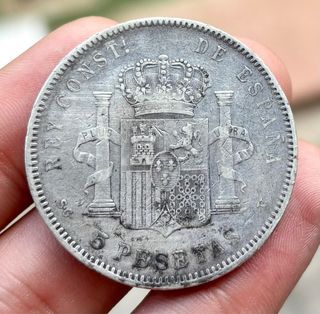 Moneda PLATA 5 Pesetas 1897 *(18-97) ALFONSO XIII