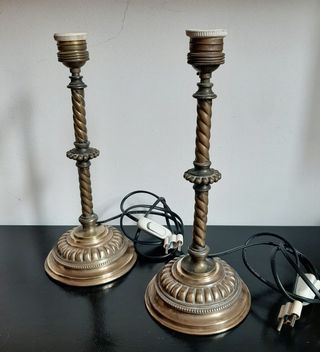 Set 2 lampade antiche bronzo