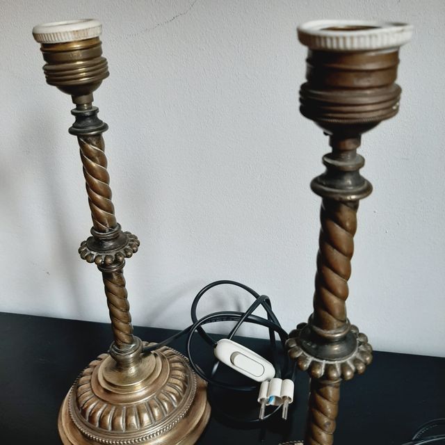 Set 2 lampade antiche bronzo