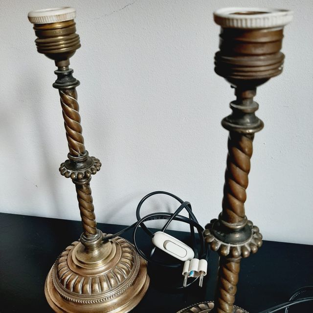 Set 2 lampade antiche bronzo