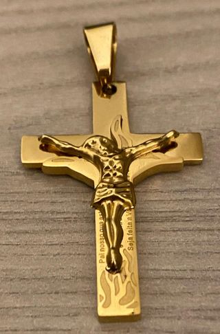 ciondolo a croce per collane placcato oro 18k