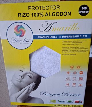 Protector cama rizo
algodón 100% blanco. Cama 1.3